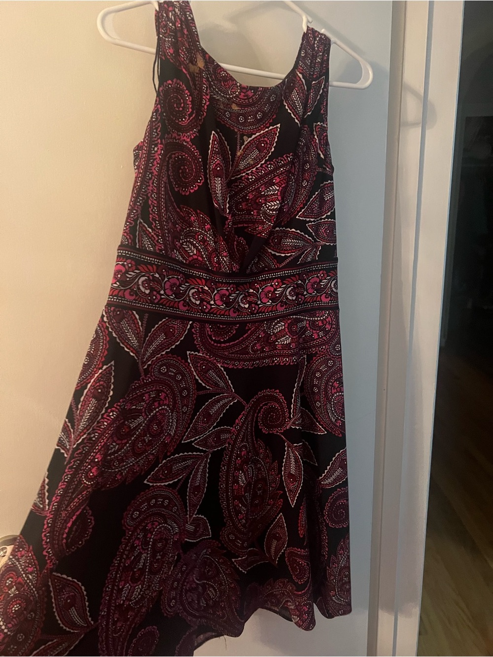 London Times Black Dress with Pink Paisley Print